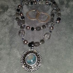 Necklace, broach, and earring set